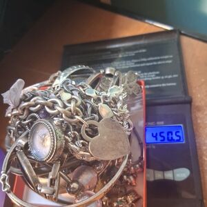 LOWEST PRICE 450.5g:Vntg 925 Sterling Silver Wearable Resell Bracelet LOT TESTED